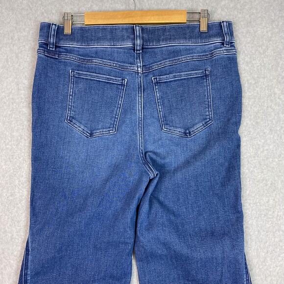 SPANX Mixed 2 Tone Wash ‘70s Style High Rise Flare Pull On Jeans Size XL - Picture 5 of 8